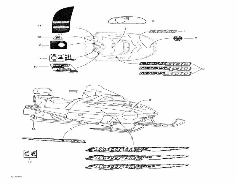 snowmobile  Touring LE, 2000 - Decals