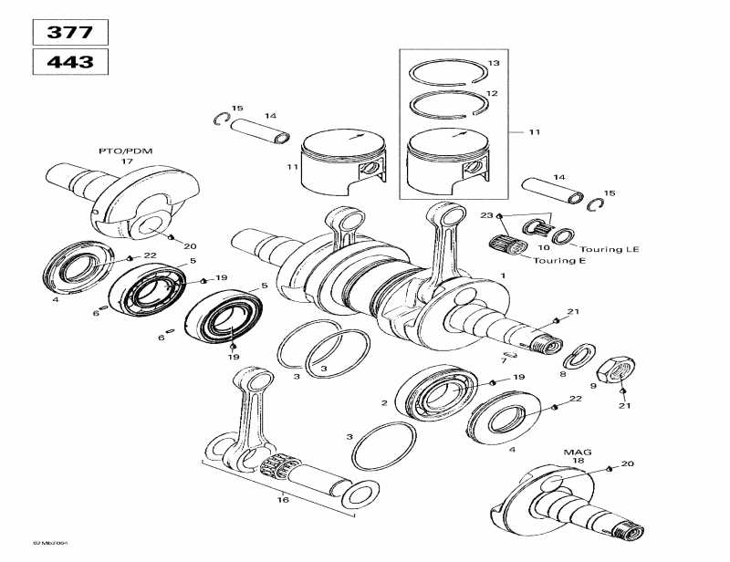 snowmobile  Touring SLE, 2000 ������ - Crankshaft (377, 443)