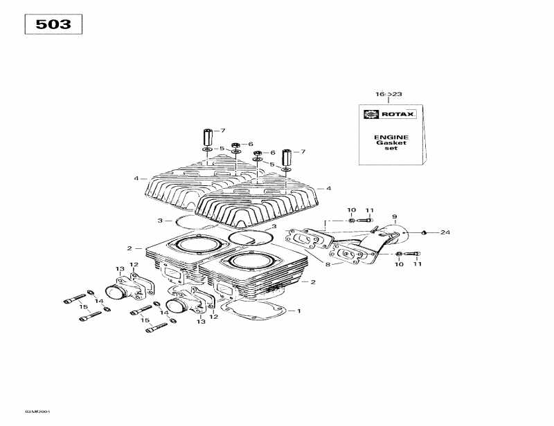 SkiDoo Touring SLE, 2000 - Cylinder, Exhaust Manifold (503)