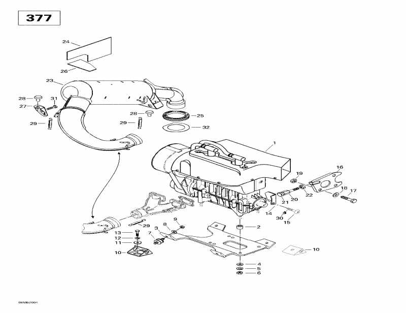 snowmobile  Touring SLE, 2000 - Engine Support And Muffler (377)