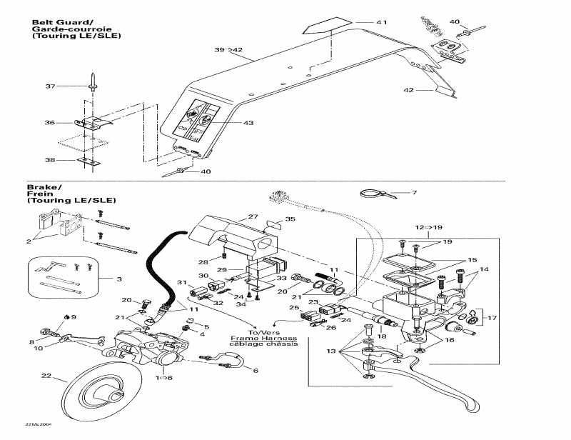 snowmobile  Touring SLE, 2000 - Hydraulic Brake And Belt Guard