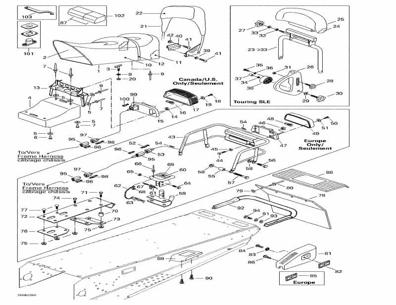 snowmobile Skidoo ����������� Touring SLE, 2000 - Seat And Accessories