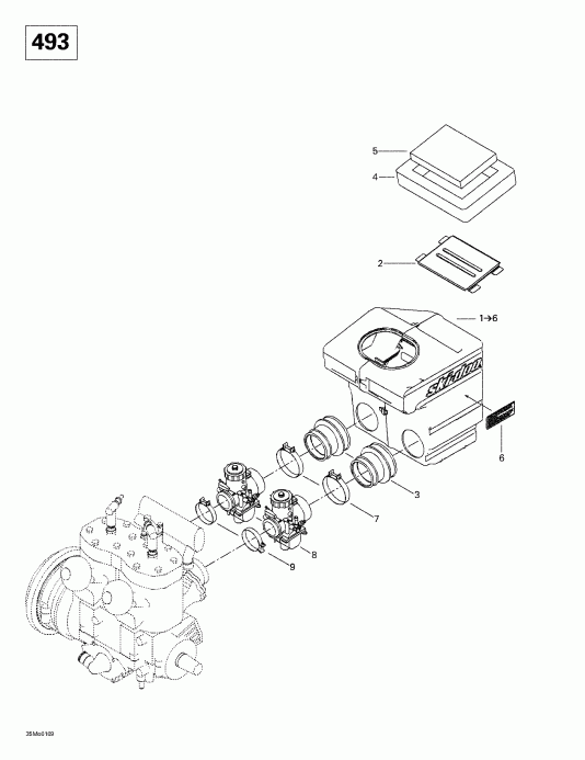  SkiDoo Formula Deluxe 500/600/700, 2001 - Air Intake System (493)