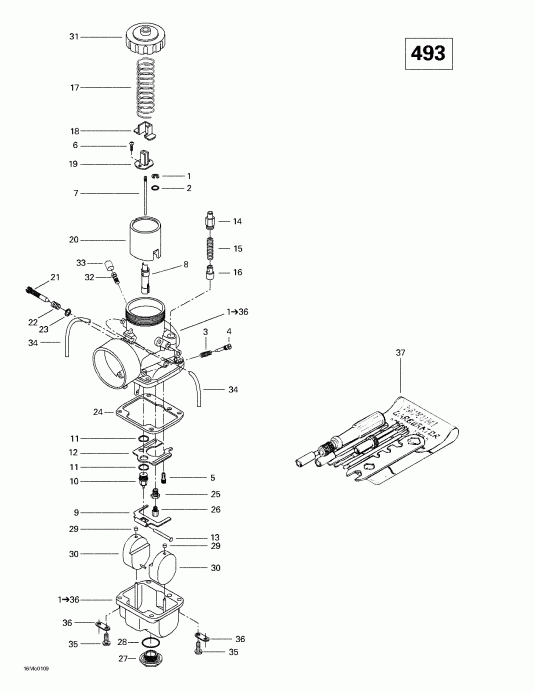 snowmobile BRP Formula Deluxe 500/600/700, 2001  - Carburetors (493)