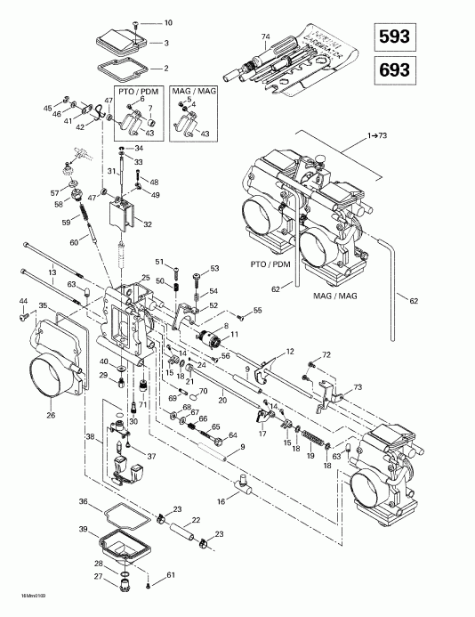  Skidoo Formula Deluxe 500/600/700, 2001 - Carburetors (593, 693)