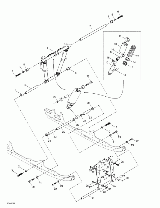 snowmobile BRP SkiDoo Formula Deluxe 500/600/700, 2001 - Front Arm