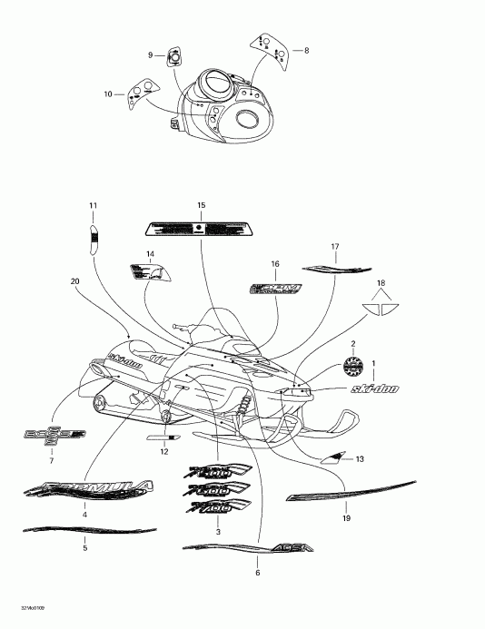 snowmobile Ski Doo  Formula Deluxe 500/600/700, 2001 - Decals