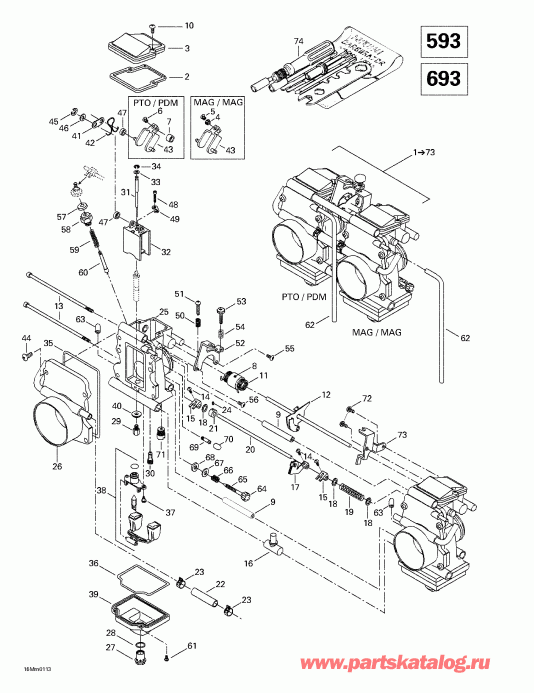 snowmobile ski-doo ������ Grand Touring 500/600/700, 2001 - Carburetors (593