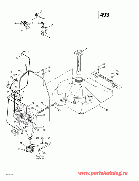 �������� BRP SkiDoo ����������� Grand Touring 500/600/700, 2001 - Fuel System (493)