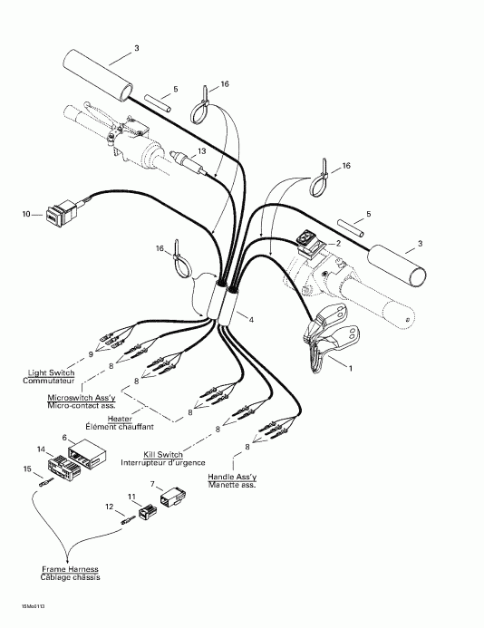 snowmobile Skidoo  Grand Touring 500/600/700, 2001 - Steering System