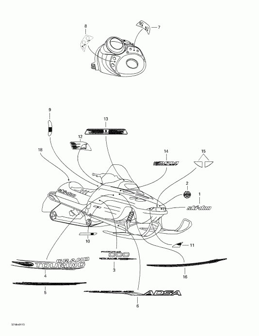 Skidoo Grand Touring 500/600/700, 2001  - Decals
