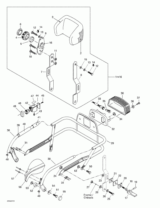snowmobile ski-doo  Grand Touring 500/600/700, 2001 - Luggage Rack, Hitch