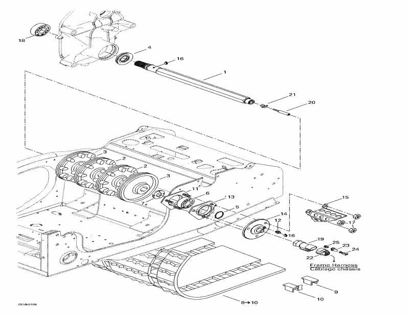 snowmobile BRP SkiDoo Grand Touring 800 SE, 2001 - Drive Axle  Track