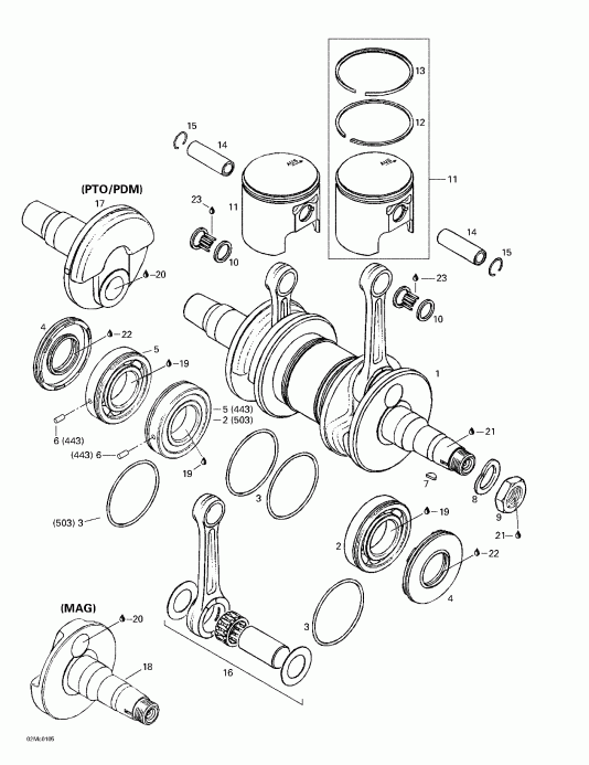 SkiDoo  MX Z 440 F/500 F, 2001 - Crankshaft And Pistons