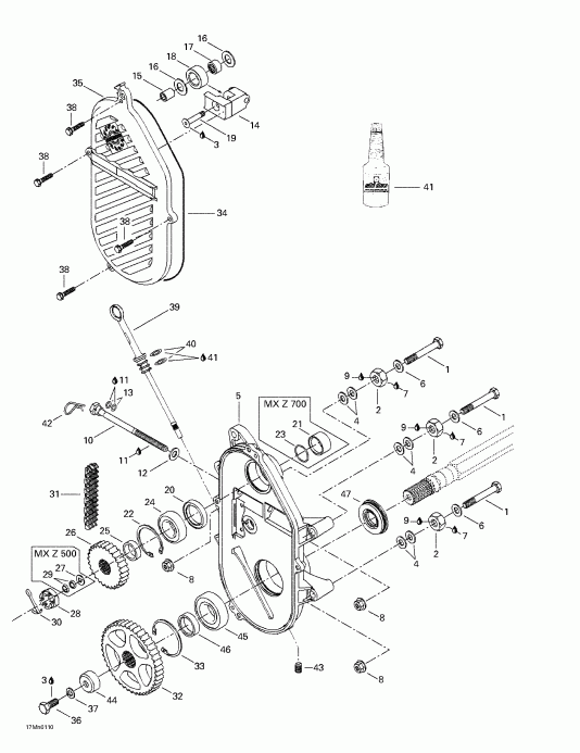 snowmobile Ski-doo  MX Z 500/600/700, 2001 - Chaincase