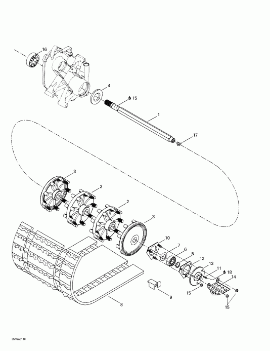 snowmobile   MX Z 500/600/700, 2001 - Drive Axle And Track