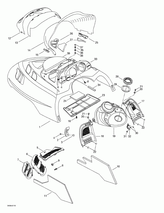  SKIDOO MX Z 500/600/700, 2001 - Cab, Console