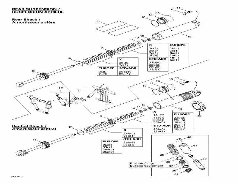  Skidoo  MX Z 800, 2001 - Rear Take Apart Shocks