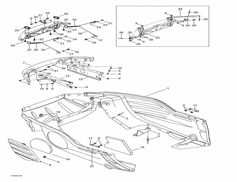 snowmobile  MX Z X 440 LC, 2001 - Bottom Pan