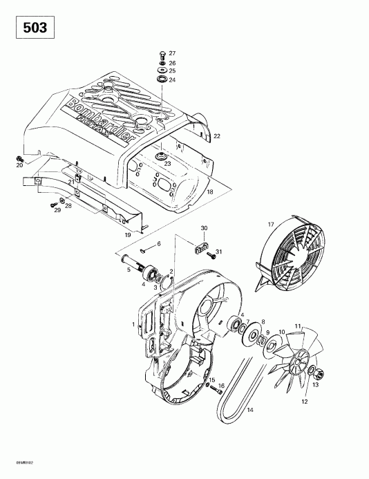   Skandic 500F/600, 2001 - Cooling System Fan (503)