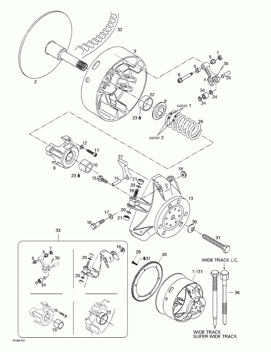 snowmobile Skidoo Skandic 500F/600, 2001 - Drive Pulley