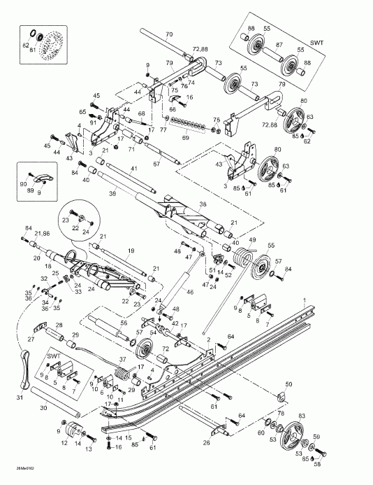 snowmobile ski-doo Skandic 500F/600, 2001  - Rear Suspension