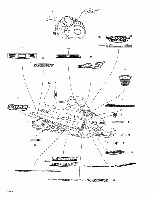 snowmobile  Summit 600/700/800, 2001 ������ - Decals