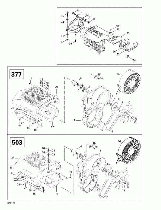  SKIDOO  Touring 380 F/500F, 2001 - Cooling System And Fan