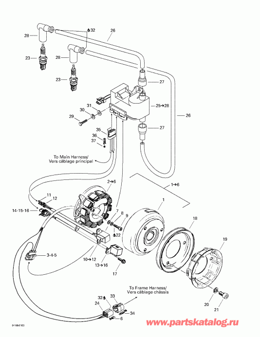 snowmobile Skidoo  Touring 380 F/500F, 2001 - Magneto