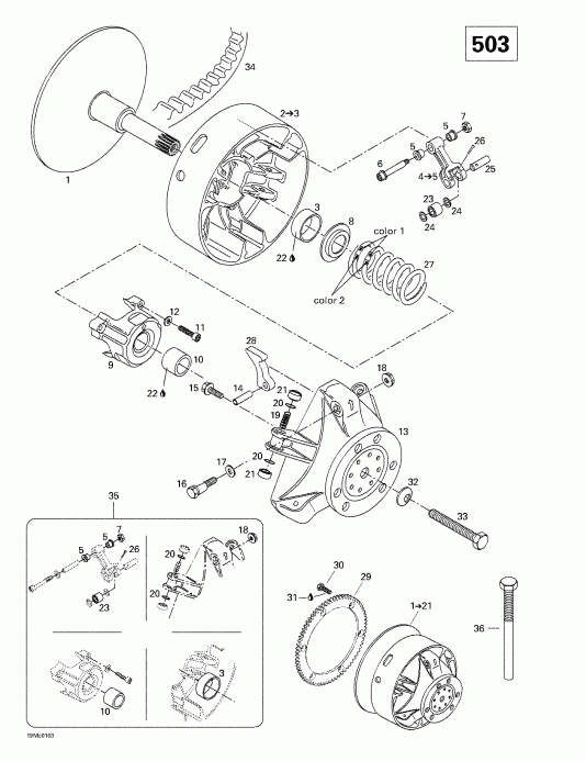 snowmobile BRP SkiDoo  Touring 380 F/500F, 2001 - Drive Pulley (503)