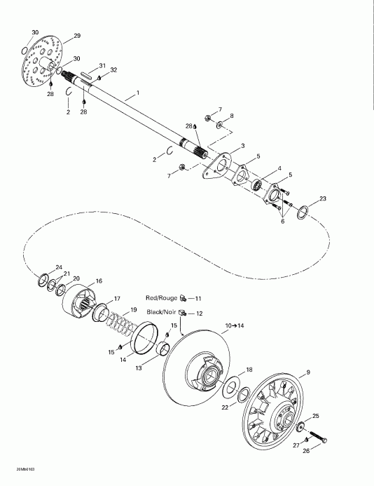 snowmobile Skidoo Touring 380 F/500F, 2001  - Driven Pulley