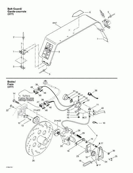 BRP SkiDoo Touring 380 F/500F, 2001  -   Belt Guard