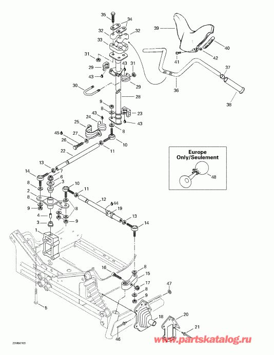  BRP Touring 380 F/500F, 2001 - Steering System