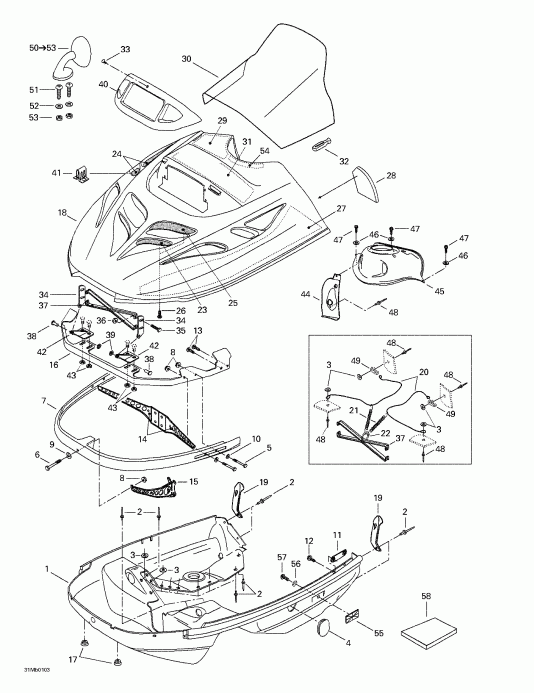 SKIDOO Touring 380 F/500F, 2001 - Cab, Console