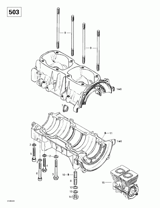  BRP Grand Touring 380 F/500 F, 2002  - Crankcase (503)