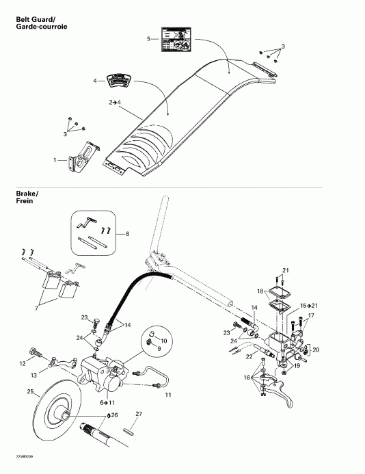  Ski Doo Grand Touring 380 F/500 F, 2002 - Hydraulic   Belt Guard