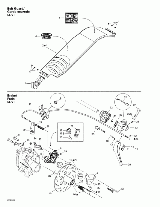 snowmobile  Grand Touring 380 F/500 F, 2002 - Mechanic   Belt Guard