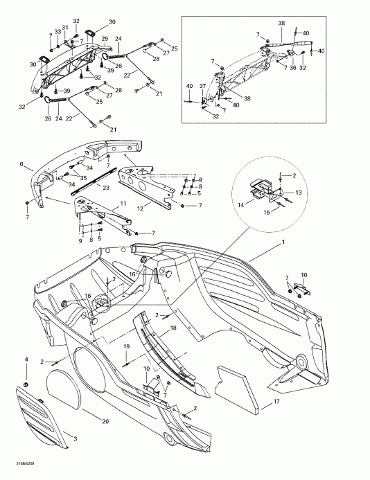  Ski Doo Grand Touring 380 F/500 F, 2002 - Bottom Pan