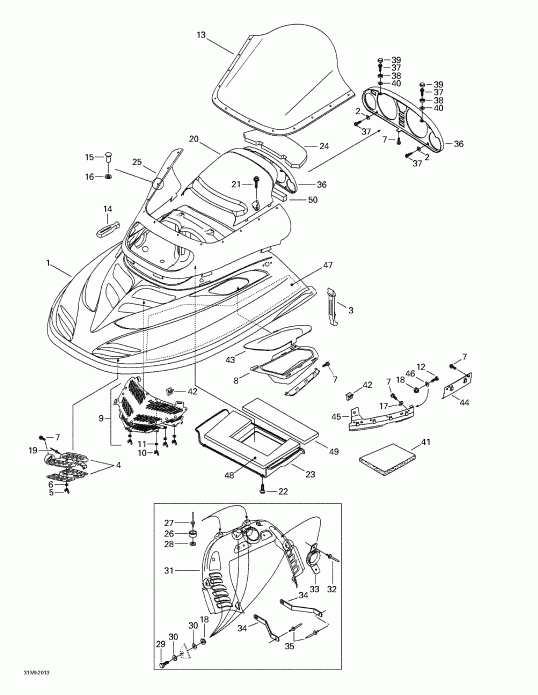  Ski-doo Grand Touring 380 F/500 F, 2002 - Cab, Console