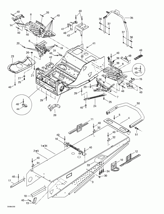  Skidoo Grand Touring 380 F/500 F, 2002  - Frame And Accessories