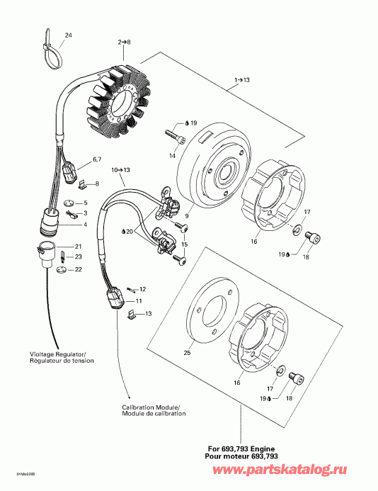 snowmobile ski-doo Grand Touring 500/600/700/800, 2002 - Magneto (12v, 290w)