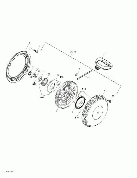 SKIDOO Grand Touring 500/600/700/800, 2002  - Rewind Starter