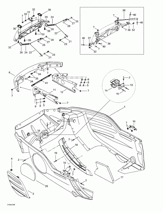 �������� Skidoo Grand Touring 500/600/700/800, 2002 ������ - Bottom Pan