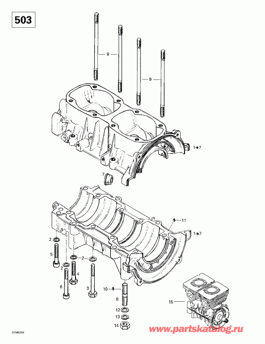  Ski-doo Legend 380F/500F, 2002 - Crankcase (503)