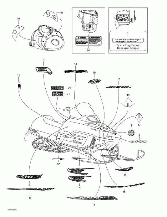 snowmobile Skidoo Legend 380F/500F, 2002 - Decals