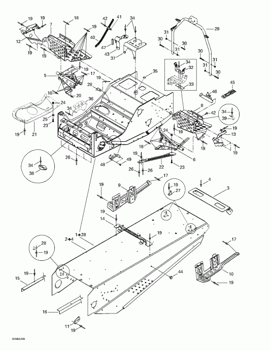  Skidoo Legend 380F/500F, 2002  - Frame And Accessories