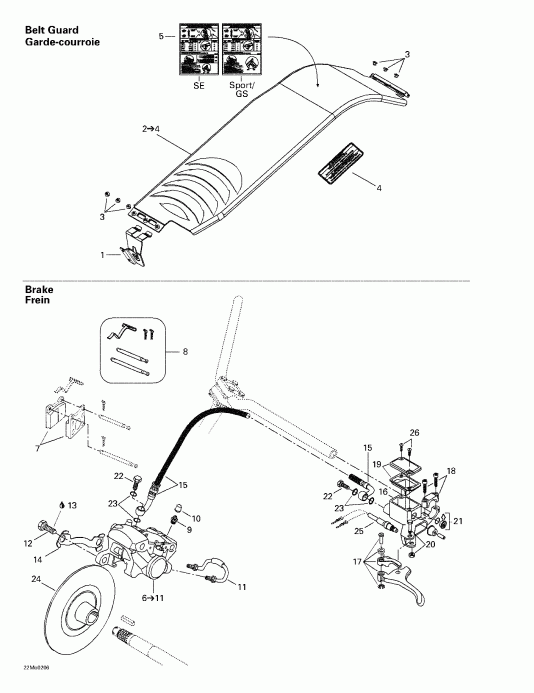 snowmobile SkiDoo  Legend 500/600/700/800, 2002 - Hydraulic   Belt Guard