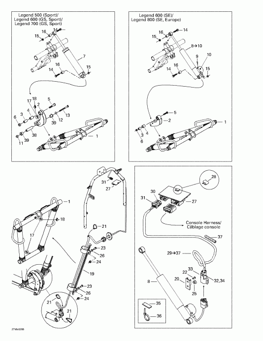  Skidoo Legend 500/600/700/800, 2002 - Rear Shocks