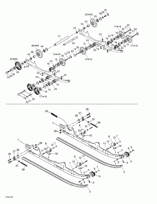 snowmobile Skidoo Legend 500/600/700/800, 2002 - Rear Suspension