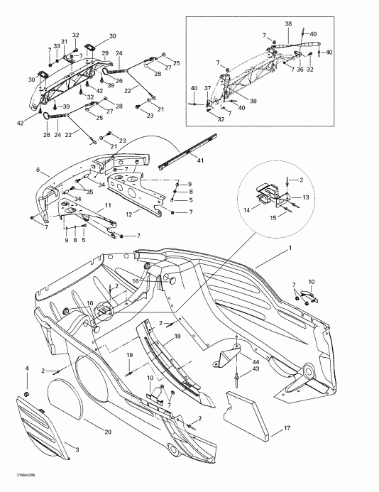 �������� Ski Doo Legend 500/600/700/800, 2002 - Bottom Pan